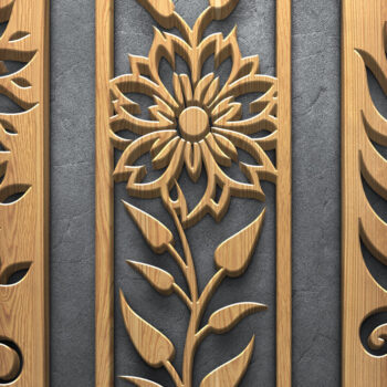 Intra απο ξύλο plywood  Χρώμα wenge 3mm-4mm πάχος - Κομψό σετ πάνελ κοπής με λουλούδια με λέιζερ Δίασταση 3600x5400 cm INTRAFABR-72326136 - Image 2