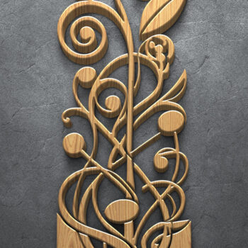 Intra απο ξύλο plywood  Χρώμα wenge 3mm-4mm πάχος - Κομψό σετ πάνελ κοπής με λουλούδια με λέιζερ Δίασταση 3600x5400 cm INTRAFABR-72326136 - Image 4