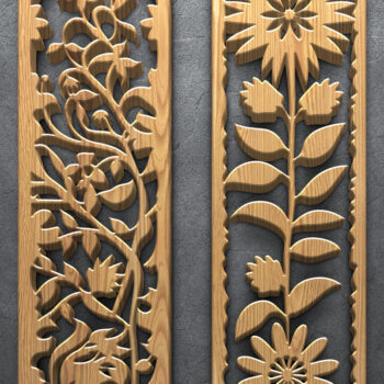 Intra απο ξύλο plywood  Χρώμα wenge 3mm-4mm πάχος - Κομψά πάνελ με λουλούδια κοπής με λέιζερ Δίασταση 3200x7200 cm INTRAFABR-26270758 - Image 2