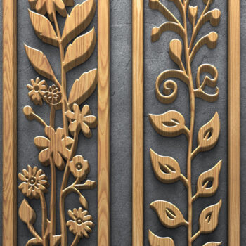 Intra απο ξύλο plywood  Χρώμα wenge 3mm-4mm πάχος - Κομψά πάνελ με λουλούδια κοπής με λέιζερ Δίασταση 3200x7200 cm INTRAFABR-28744264 - Image 3