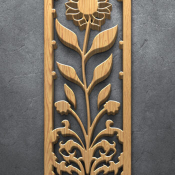 Intra απο ξύλο plywood  Χρώμα wenge 3mm-4mm πάχος - Κομψά πάνελ με λουλούδια κοπής με λέιζερ Δίασταση 3200x7200 cm INTRAFABR-28744683 - Image 3