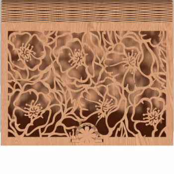 Intra απο ξύλο plywood  Χρώμα wenge 3mm-4mm πάχος - Κομψό Floral Ξύλινο Κουτί κομμένο με λέιζερ Δίασταση 30x30 cm INTRAFABR-110508863 - Image 2