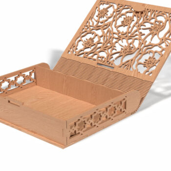 Intra απο ξύλο plywood  Χρώμα wenge 3mm-4mm πάχος - Κομψό Floral Ξύλινο Κουτί κομμένο με λέιζερ Δίασταση 30x30 cm INTRAFABR-110508863 - Image 3