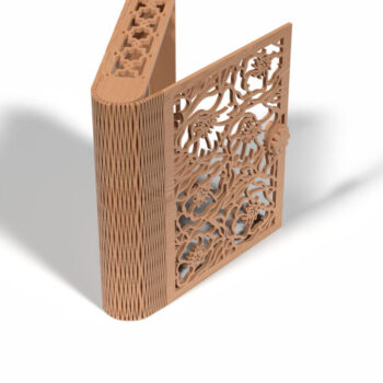 Intra απο ξύλο plywood  Χρώμα wenge 3mm-4mm πάχος - Κομψό Floral Ξύλινο Κουτί κομμένο με λέιζερ Δίασταση 30x30 cm INTRAFABR-110508863 - Image 4