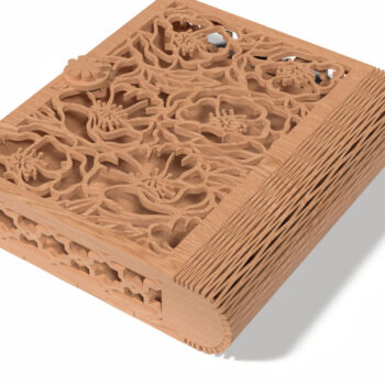 Intra απο ξύλο plywood  Χρώμα wenge 3mm-4mm πάχος - Κομψό Floral Ξύλινο Κουτί κομμένο με λέιζερ Δίασταση 30x30 cm INTRAFABR-110508863 - Image 5