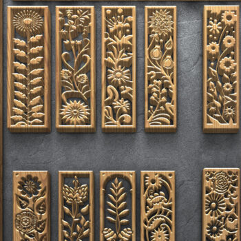 Intra απο ξύλο plywood  Χρώμα wenge 3mm-4mm πάχος - Κομψό σετ πάνελ λέιζερ με λουλούδια Δίασταση 3200x7200 cm INTRAFABR-110452464 - Image 1