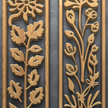 Intra απο ξύλο plywood  Χρώμα wenge 3mm-4mm πάχος - Κομψό σετ πάνελ λέιζερ με λουλούδια Δίασταση 3200x7200 cm INTRAFABR-110452464 - Image 2