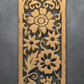 Intra απο ξύλο plywood  Χρώμα wenge 3mm-4mm πάχος - Κομψό σετ πάνελ λέιζερ με λουλούδια Δίασταση 3200x7200 cm INTRAFABR-110452464 - Image 3