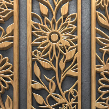 Intra απο ξύλο plywood  Χρώμα wenge 3mm-4mm πάχος - Κομψό Floral Music Laser σετ Δίασταση 3600x5400 cm INTRAFABR-110452470 - Image 3