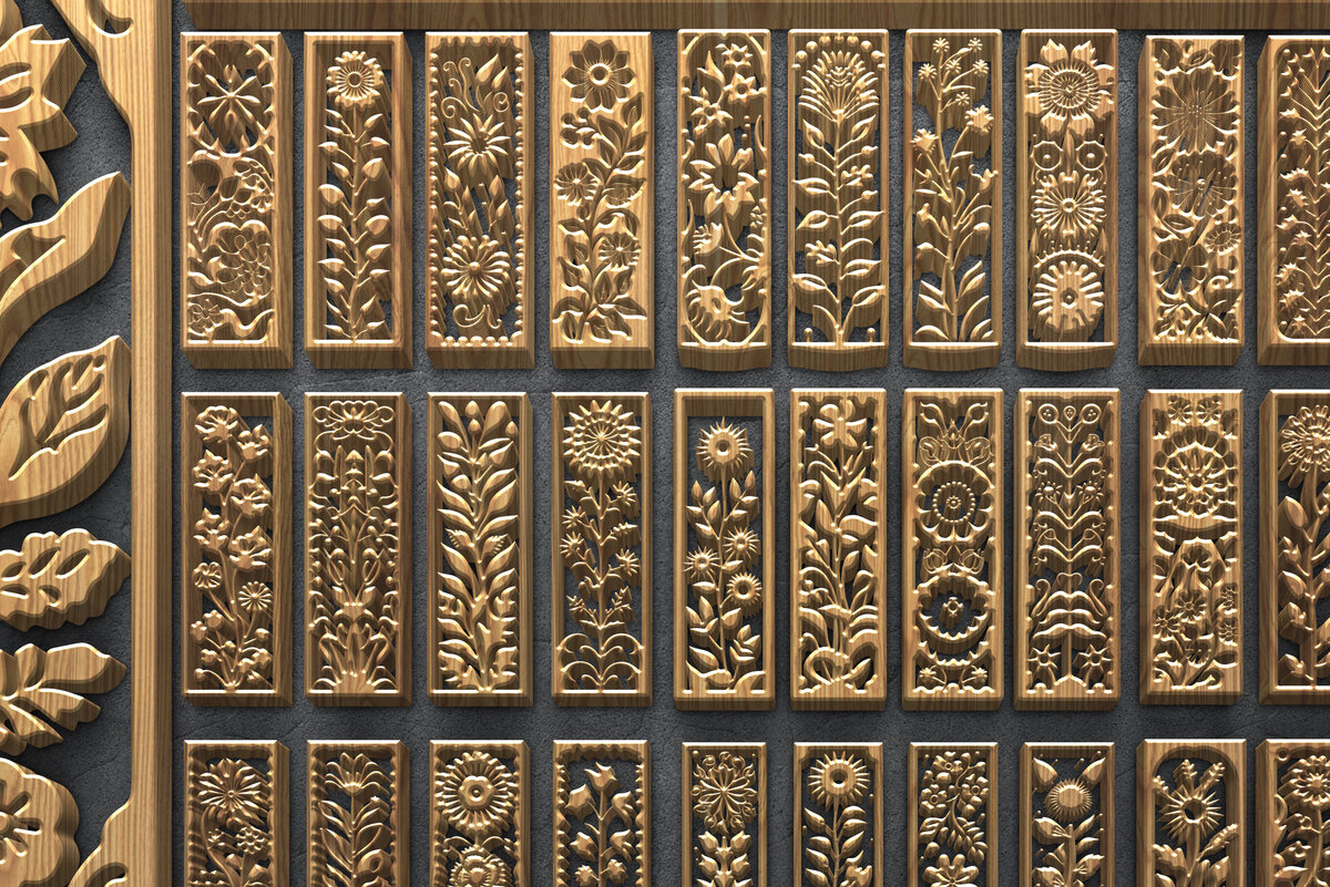 Intra απο ξύλο plywood  Χρώμα wenge 3mm-4mm πάχος - Κομψή δέσμη με floral πάνελ Δίασταση 3200x7200 cm INTRAFABR-110452486