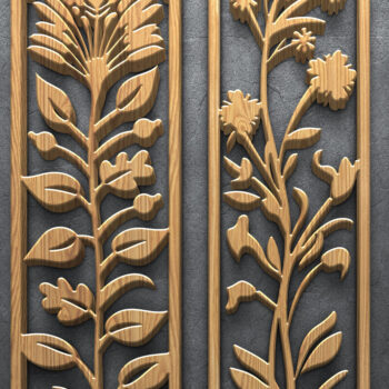 Intra απο ξύλο plywood  Χρώμα wenge 3mm-4mm πάχος - Κομψή δέσμη με floral πάνελ Δίασταση 3200x7200 cm INTRAFABR-110452486 - Image 2