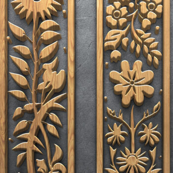 Intra απο ξύλο plywood  Χρώμα wenge 3mm-4mm πάχος - Κομψή δέσμη με floral πάνελ Δίασταση 3200x7200 cm INTRAFABR-110452486 - Image 3