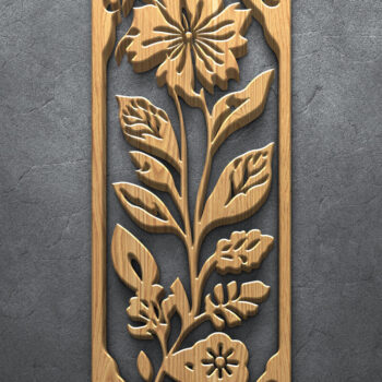 Intra απο ξύλο plywood  Χρώμα wenge 3mm-4mm πάχος - Κομψή δέσμη με floral πάνελ Δίασταση 3200x7200 cm INTRAFABR-110452486 - Image 4