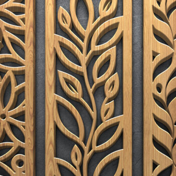 Intra απο ξύλο plywood  Χρώμα wenge 3mm-4mm πάχος - Κομψή δέσμη με floral πάνελ Δίασταση 3600x5400 cm INTRAFABR-110324923 - Image 2