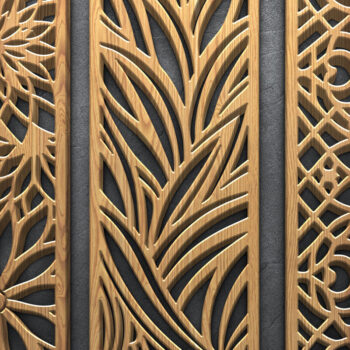 Intra απο ξύλο plywood  Χρώμα wenge 3mm-4mm πάχος - Κομψή δέσμη με floral πάνελ Δίασταση 3600x5400 cm INTRAFABR-110324923 - Image 4