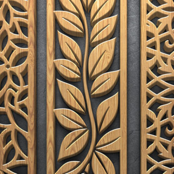 Intra απο ξύλο plywood  Χρώμα wenge 3mm-4mm πάχος - Κομψή δέσμη με floral πάνελ Δίασταση 3600x5400 cm INTRAFABR-110324923 - Image 6