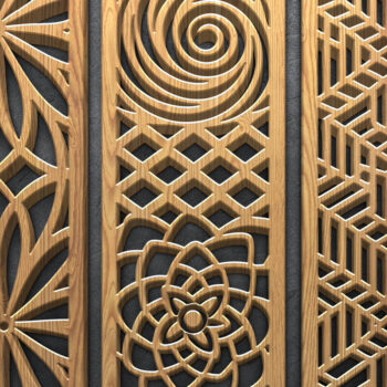 Intra απο ξύλο plywood Χρώμα wenge 3mm-4mm πάχος - Κομψά πάνελ με λουλούδια και σχέδια Δίασταση 3600x5400 cm INTRAFABR-110324932 - Image 2