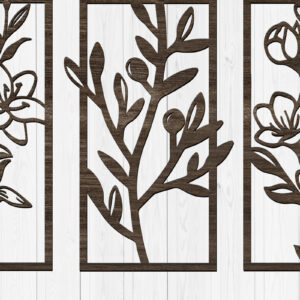 Intra απο ξύλο plywood  Χρώμα wenge 3mm-4mm πάχος - Κομψά πάνελ τέχνης τοίχου με λουλούδια Δίασταση 30x20 cm INTRAFABR-110324949