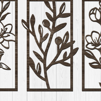 Intra απο ξύλο plywood  Χρώμα wenge 3mm-4mm πάχος - Κομψά πάνελ τέχνης τοίχου με λουλούδια Δίασταση 30x20 cm INTRAFABR-110324949 - Image 1