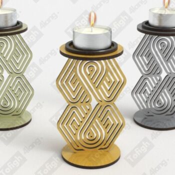 Intra απο ξύλο plywood  Χρώμα wenge 3mm-4mm πάχος - Κομψή Γεωμετρική Κηροπήγα – Laser Δίασταση 20x20 cm INTRAFABR-110508762 - Image 1