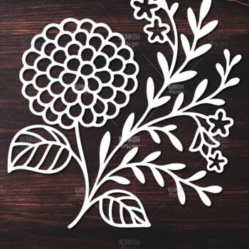 Intra απο ξύλο plywood  Χρώμα wenge 3mm-4mm πάχος - Κομψό σχέδιο ορτανσίας κοπής Δίασταση 30x20 cm INTRAFABR-111366270 - Image 1