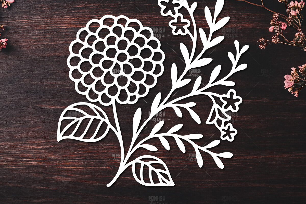 Intra απο ξύλο plywood  Χρώμα wenge 3mm-4mm πάχος - Κομψό σχέδιο ορτανσίας κοπής Δίασταση 30x20 cm INTRAFABR-111366270