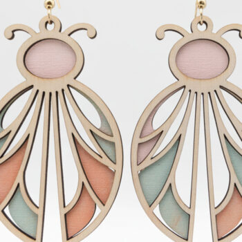 Intra απο ξύλο plywood  Χρώμα wenge 3mm-4mm πάχος - Κομψά σκουλαρίκια εντόμων Δίασταση 3x3 cm INTRAFABR-111365368 - Image 1