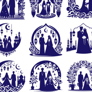 Intra απο ξύλο plywood  Χρώμα wenge 3mm-4mm πάχος - Κομψή δέσμη ισλαμικής γαμήλιας σιλουέτας Δίασταση 20x20 cm INTRAFABR-63691865 - Image 3