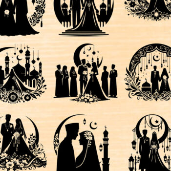 Intra απο ξύλο plywood  Χρώμα wenge 3mm-4mm πάχος - Κομψή δέσμη ισλαμικής γαμήλιας σιλουέτας Δίασταση 20x20 cm INTRAFABR-33074143 - Image 1