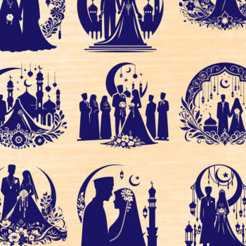 Intra απο ξύλο plywood  Χρώμα wenge 3mm-4mm πάχος - Κομψή δέσμη ισλαμικής γαμήλιας σιλουέτας Δίασταση 20x20 cm INTRAFABR-33074143 - Image 2