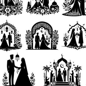 Intra απο ξύλο plywood  Χρώμα wenge 3mm-4mm πάχος - Κομψή δέσμη ισλαμικής γαμήλιας σιλουέτας Δίασταση 20x20 cm INTRAFABR-109478744 - Image 4