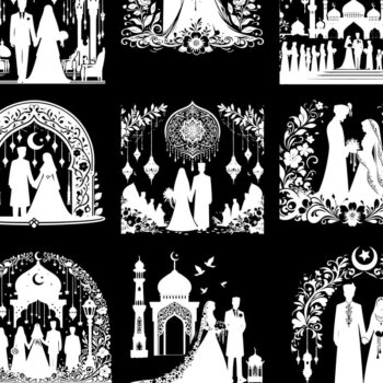 Intra απο ξύλο plywood  Χρώμα wenge 3mm-4mm πάχος - Κομψή δέσμη ισλαμικής γαμήλιας σιλουέτας Δίασταση 20x20 cm INTRAFABR-109478754 - Image 2