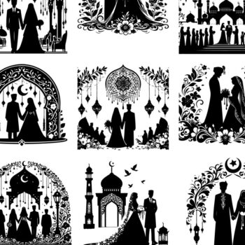 Intra απο ξύλο plywood  Χρώμα wenge 3mm-4mm πάχος - Κομψή δέσμη ισλαμικής γαμήλιας σιλουέτας Δίασταση 20x20 cm INTRAFABR-109478754 - Image 3