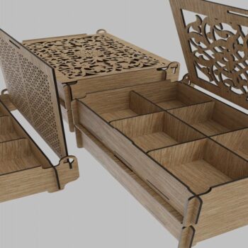 Intra απο ξύλο plywood  Χρώμα wenge 3mm-4mm πάχος - Κομψό Σετ συρταρωτού κουτιού με Δίασταση 15x15 cm INTRAFABR-109365930 - Image 5