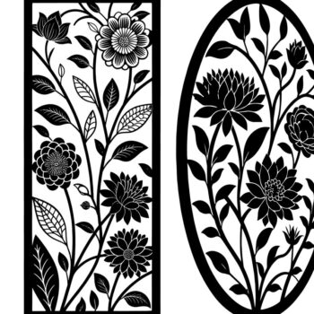 Intra απο ξύλο plywood  Χρώμα wenge 3mm-4mm πάχος - Elegant-Laser-Cut-Floral-Panel-Set Vector Δίασταση 20x20 cm INTRAFABR-109478731 - Image 1