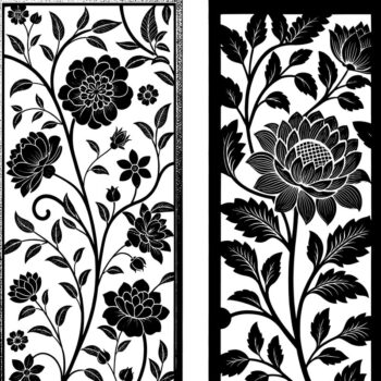 Intra απο ξύλο plywood  Χρώμα wenge 3mm-4mm πάχος - Elegant-Laser-Cut-Floral-Panel-Set Vector Δίασταση 20x20 cm INTRAFABR-109478927 - Image 1