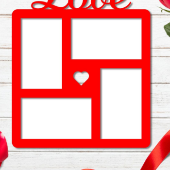 Intra απο ξύλο plywood  Χρώμα wenge 3mm-4mm πάχος - Κομψή κορνίζα φωτογραφιών Love Cut με λέιζερ Δίασταση 20x25 cm INTRAFABR-117654583 - Image 1