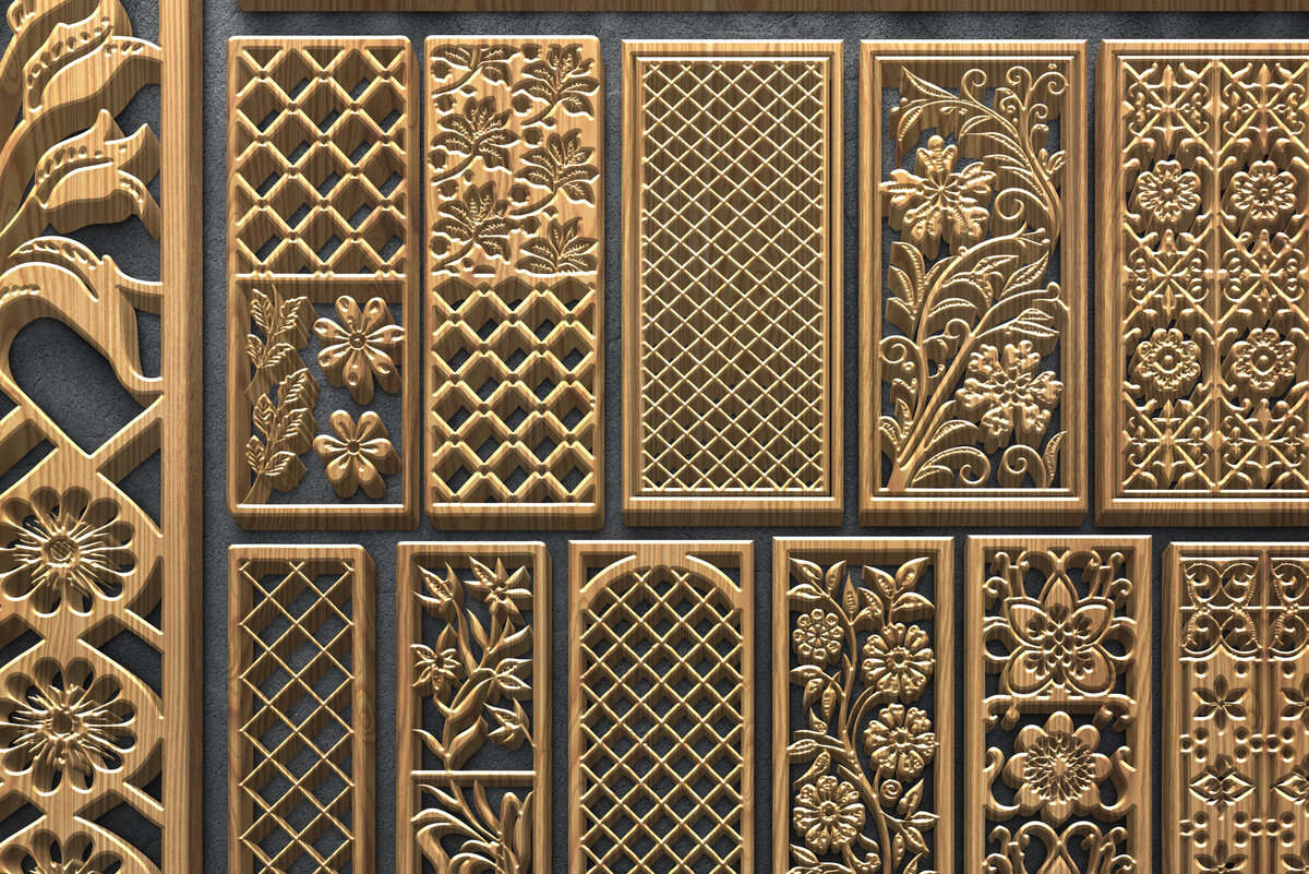 Intra απο ξύλο plywood  Χρώμα wenge 3mm-4mm πάχος - Κομψά σχέδια πάνελ κοπής με λέιζερ Δίασταση 4500x5400 cm INTRAFABR-104810101