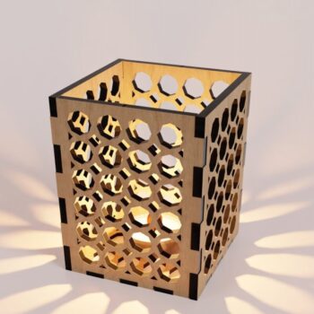 Intra απο ξύλο plywood  Χρώμα wenge 3mm-4mm πάχος - Κομψό επιτραπέζιο φωτιστικό κοπής με λέιζερ Δίασταση 58x58 cm INTRAFABR-123180035 - Image 3