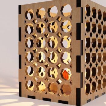 Intra απο ξύλο plywood  Χρώμα wenge 3mm-4mm πάχος - Κομψό επιτραπέζιο φωτιστικό κοπής με λέιζερ Δίασταση 58x58 cm INTRAFABR-123180035 - Image 8