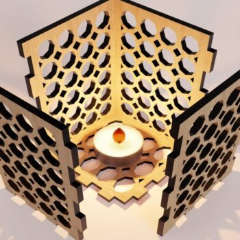 Intra απο ξύλο plywood  Χρώμα wenge 3mm-4mm πάχος - Κομψό επιτραπέζιο φωτιστικό κοπής με λέιζερ Δίασταση 58x58 cm INTRAFABR-123180035 - Image 10