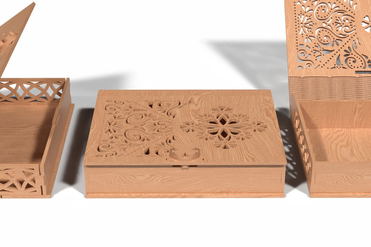 Intra απο ξύλο plywood  Χρώμα wenge 3mm-4mm πάχος - Κομψό ξύλινο κουτί κοπής με λέιζερ 3D Δίασταση 30x30 cm INTRAFABR-123180040