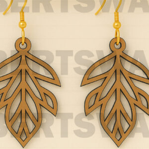 Intra απο ξύλο plywood  Χρώμα wenge 3mm-4mm πάχος - Κομψά σκουλαρίκια κομμένα φύλλα Δίασταση 3x3 cm INTRAFABR-123180046