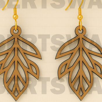 Intra απο ξύλο plywood  Χρώμα wenge 3mm-4mm πάχος - Κομψά σκουλαρίκια κομμένα φύλλα Δίασταση 3x3 cm INTRAFABR-123180046 - Image 1