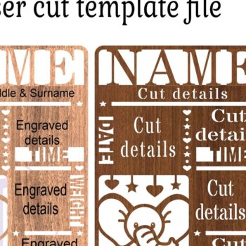 Intra απο ξύλο plywood  Χρώμα wenge 3mm-4mm πάχος - Elephant Baby Stats, Πλακέτα γέννησης Δίασταση 30x20 cm INTRAFABR-123260682 - Image 4