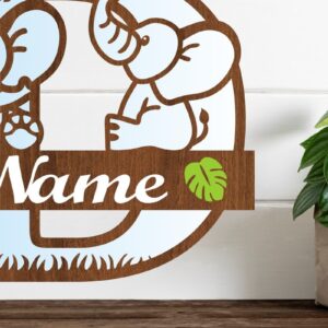 Intra απο ξύλο plywood  Χρώμα wenge 3mm-4mm πάχος - Μονόγραμμα με κεφαλαίο ελέφαντα Γράμμα D Δίασταση 30x20 cm INTRAFABR-123260744