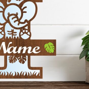 Intra απο ξύλο plywood  Χρώμα wenge 3mm-4mm πάχος - Μονόγραμμα με κεφαλαίο ελέφαντα Γράμμα I Δίασταση 30x20 cm INTRAFABR-32302319 - Image 1