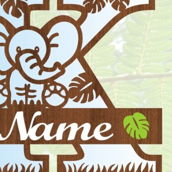 Intra απο ξύλο plywood  Χρώμα wenge 3mm-4mm πάχος - Μονόγραμμα με κεφαλαίο ελέφαντα Γράμμα K Δίασταση 30x20 cm INTRAFABR-97978510 - Image 3