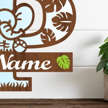 Intra απο ξύλο plywood  Χρώμα wenge 3mm-4mm πάχος - Μονόγραμμα με κεφαλαίο ελέφαντα Γράμμα P Δίασταση 30x20 cm INTRAFABR-75542604 - Image 1