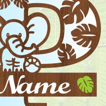 Intra απο ξύλο plywood  Χρώμα wenge 3mm-4mm πάχος - Μονόγραμμα με κεφαλαίο ελέφαντα Γράμμα P Δίασταση 30x20 cm INTRAFABR-75542604 - Image 3